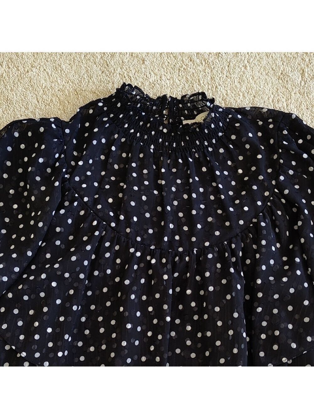 LOFT Black and White Polka Dot Blouse - Picture 2 of 7